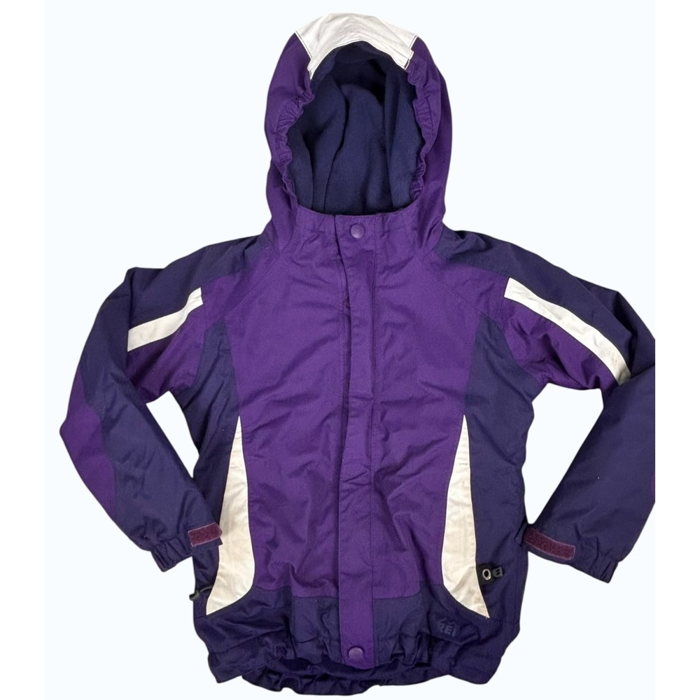 REI Girls Timber Mountain Insulated Snow Jacket Hood Purple Sz XS 4/5 Warm Cozy